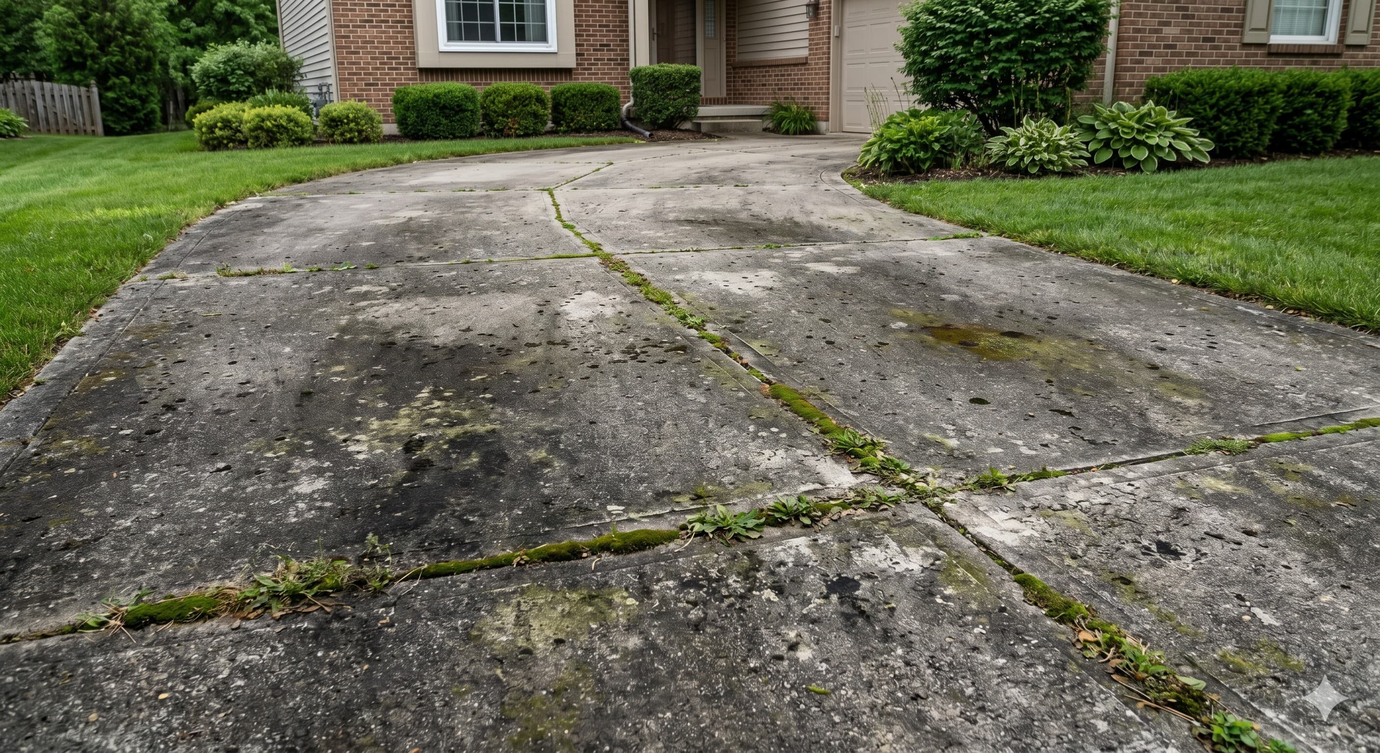 Before Driveway Pressure Washing